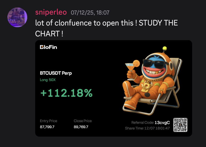 BTCUSDT Long 50X +112.18%