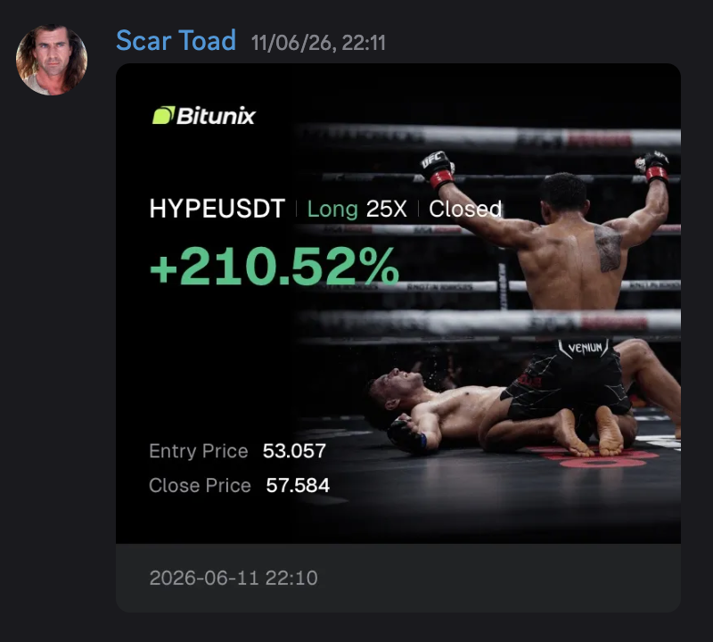 HYPEUSDT Long 25X +210.52%